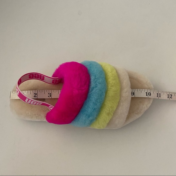 UGG Fluff Yeah Slides Neon Rainbow Multi Kid’s 6 (Will Fit Women’s 8) - Picture 7 of 12